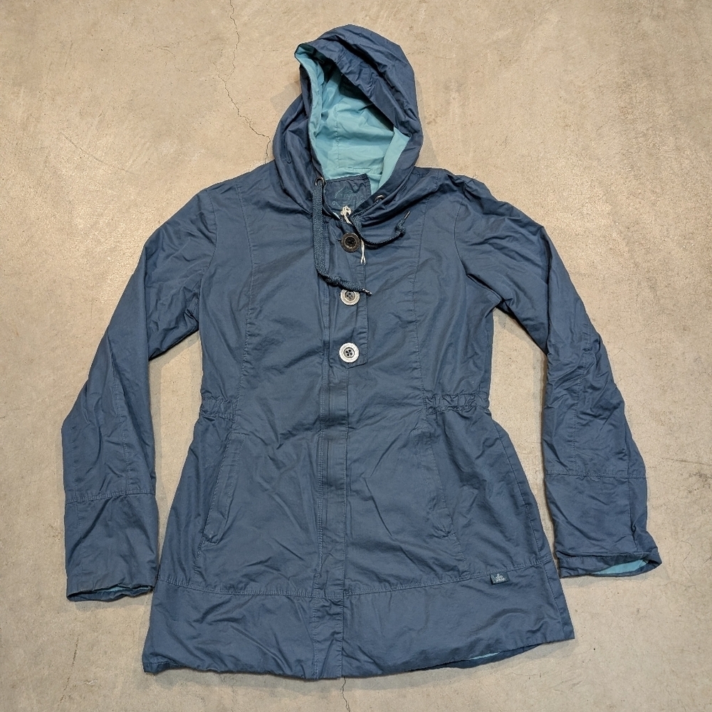 Prana Abby Women's S Teal Hooded Windbreaker Jacket Full Zip